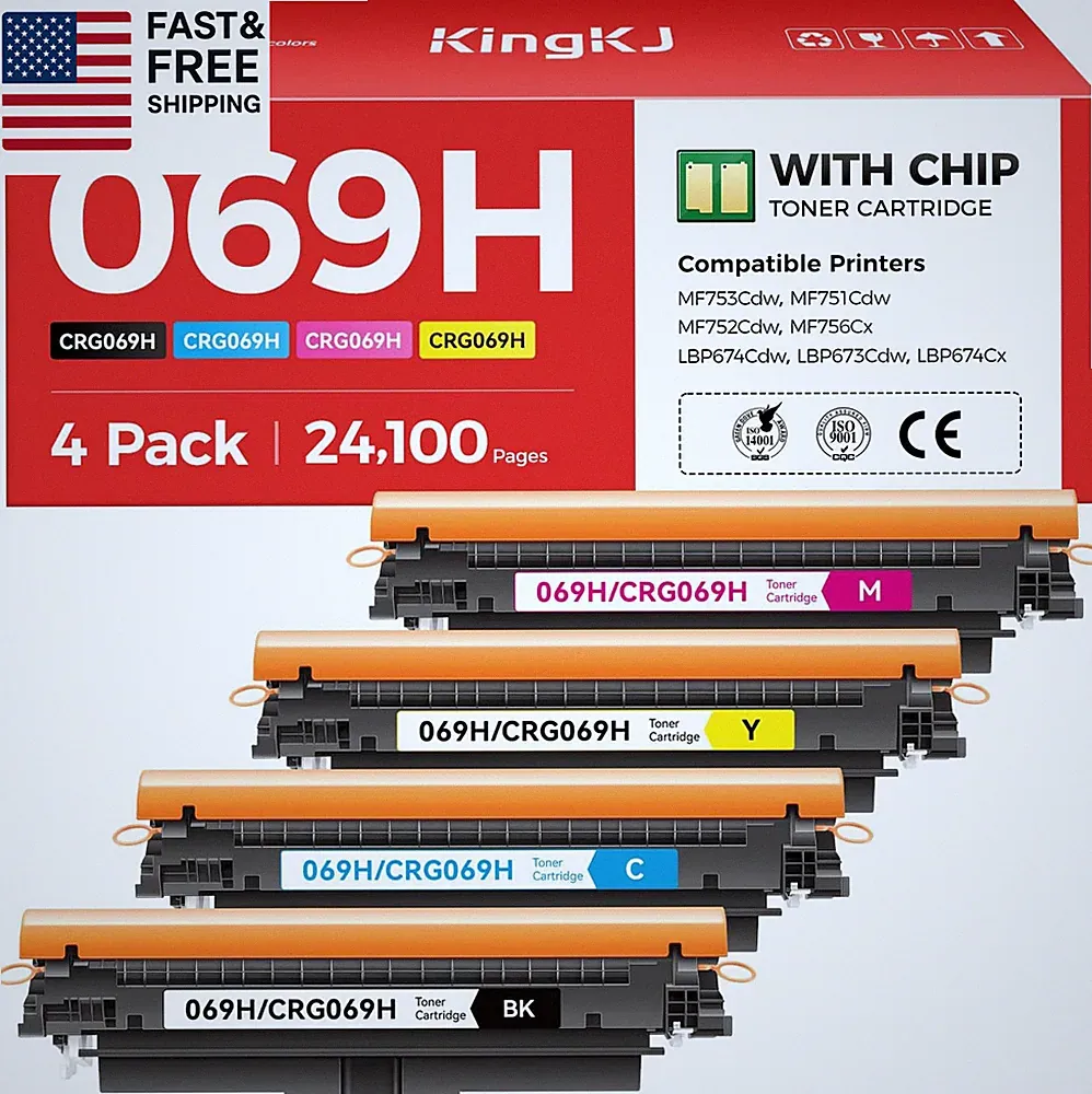 069 069H Toner Cartridge Set High Capacity 4-Pack Compatible for Canon 069H 069