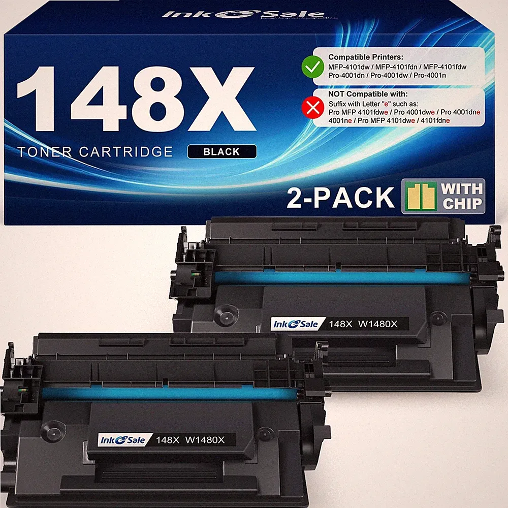 2 Pack Black 148X Toner Cartridge High Yield for HP LaserJet Pro 4001/4101