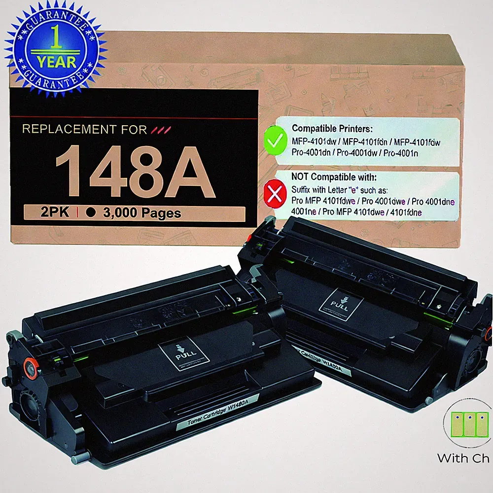 2PK W1480A Toner with Chip Compatible for HP 148A LaserJet Pro MFP 4101fdw 4001n