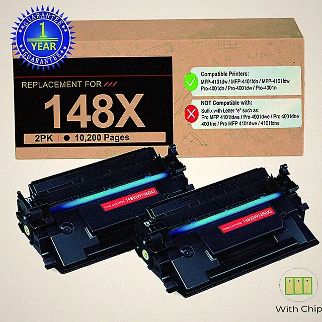 2PK W1480X Toner Cartridge Compatible for HP 148X Pro 4001 MFP 4101 WITH CHIP