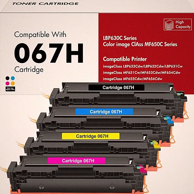 4 Pack High Yield 067H Toner Cartridge Set for Canon 067 Color ImageCLASS MF650C