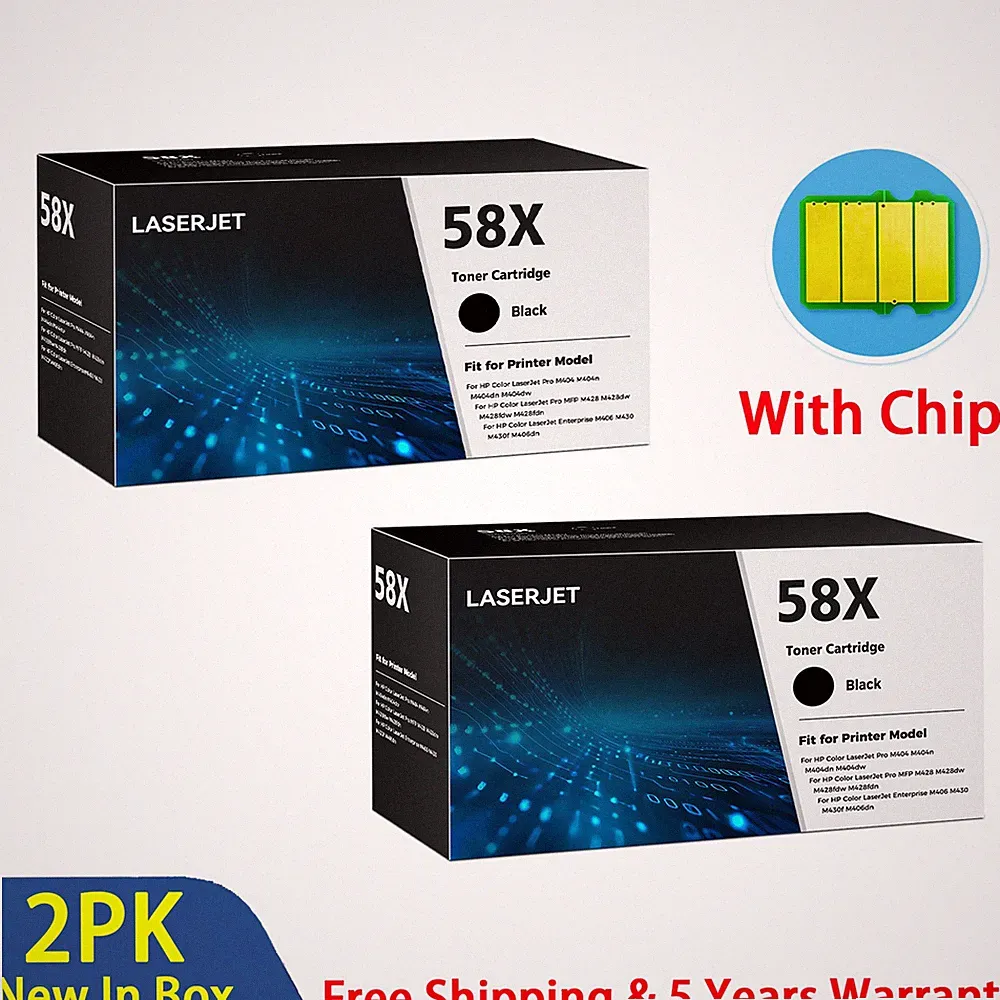 4PK CF258X Toner Cartridge For HP 58X LaserJet Pro M404dn M404 M428dw With Chip