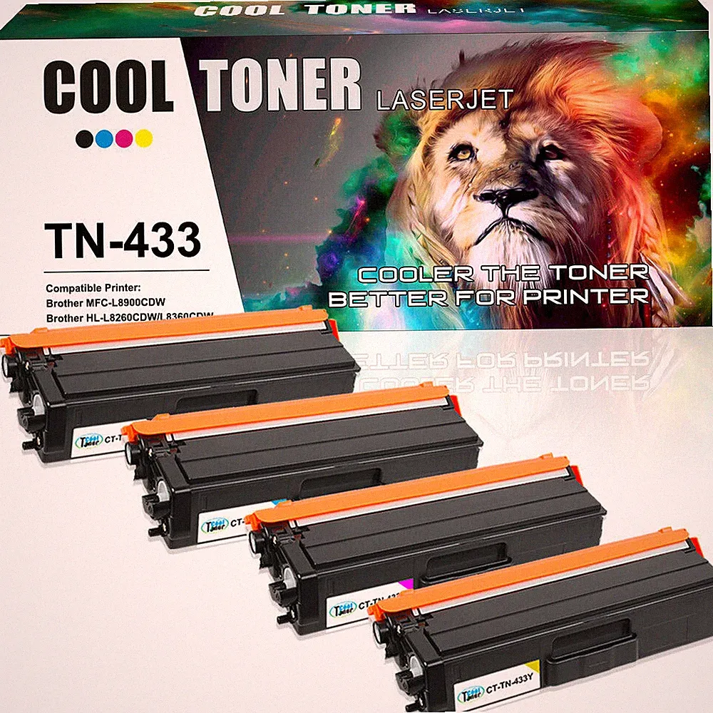 4PK Toner Compatible With Brother TN433 HL-L8360CDW HL-L8260CDW MFC-L8610CDW