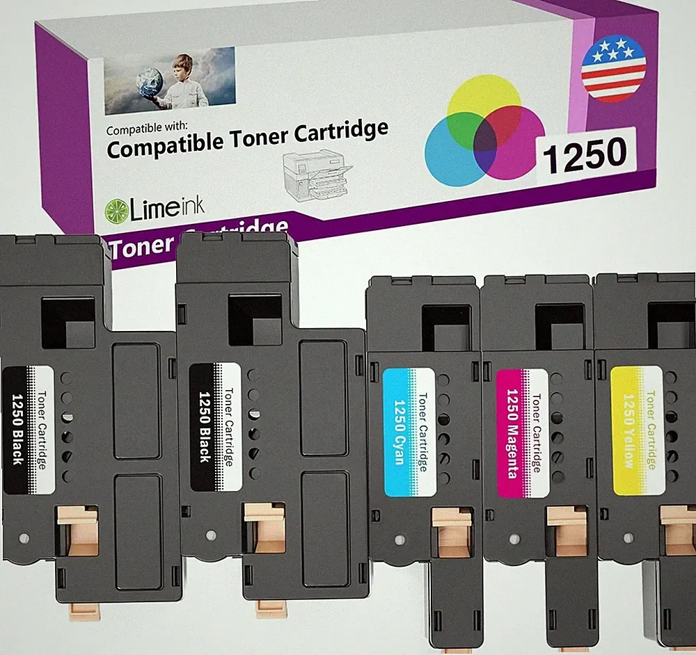 5 1250 Toner Cartridge Black Color Set For Dell Laser C1760nw C1765nf C1765nfw