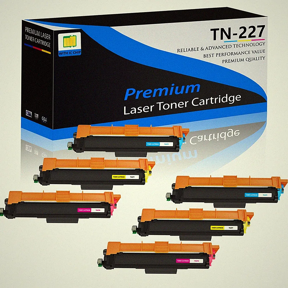 6 PK TN227 CMY Color Toner Cartridges for Brother HL-L3210CW MFC L3710CW Printer