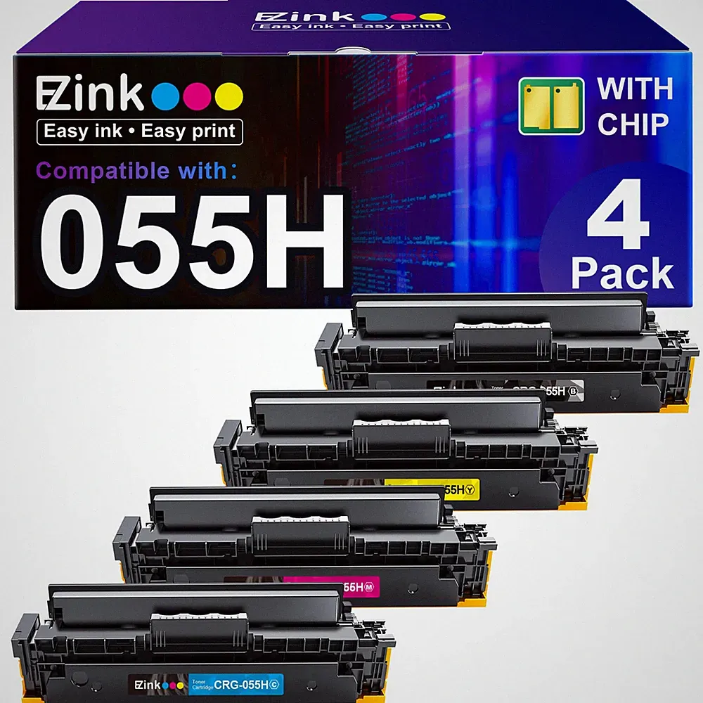 E Z Ink 055H High Yield Toner Cartridge 4 Pack for Canon Laser Printers