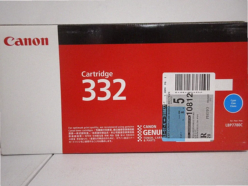 Genuine Canon 332 Color Laser Printer Toner Cartridge CYAN LBP7780C SEALED