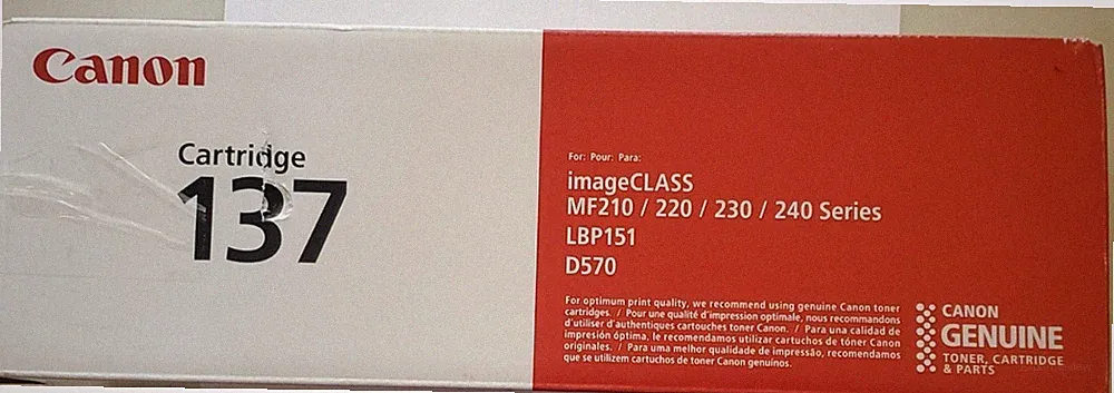 Genuine OEM Canon 137 Black Laser Printer Toner Cartridge, New Open Box Sealed