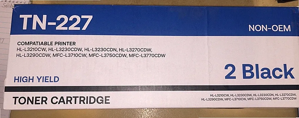 TN227 Black Toner Cartridge 2 Pack High Yield for Brother HL MFC Printers